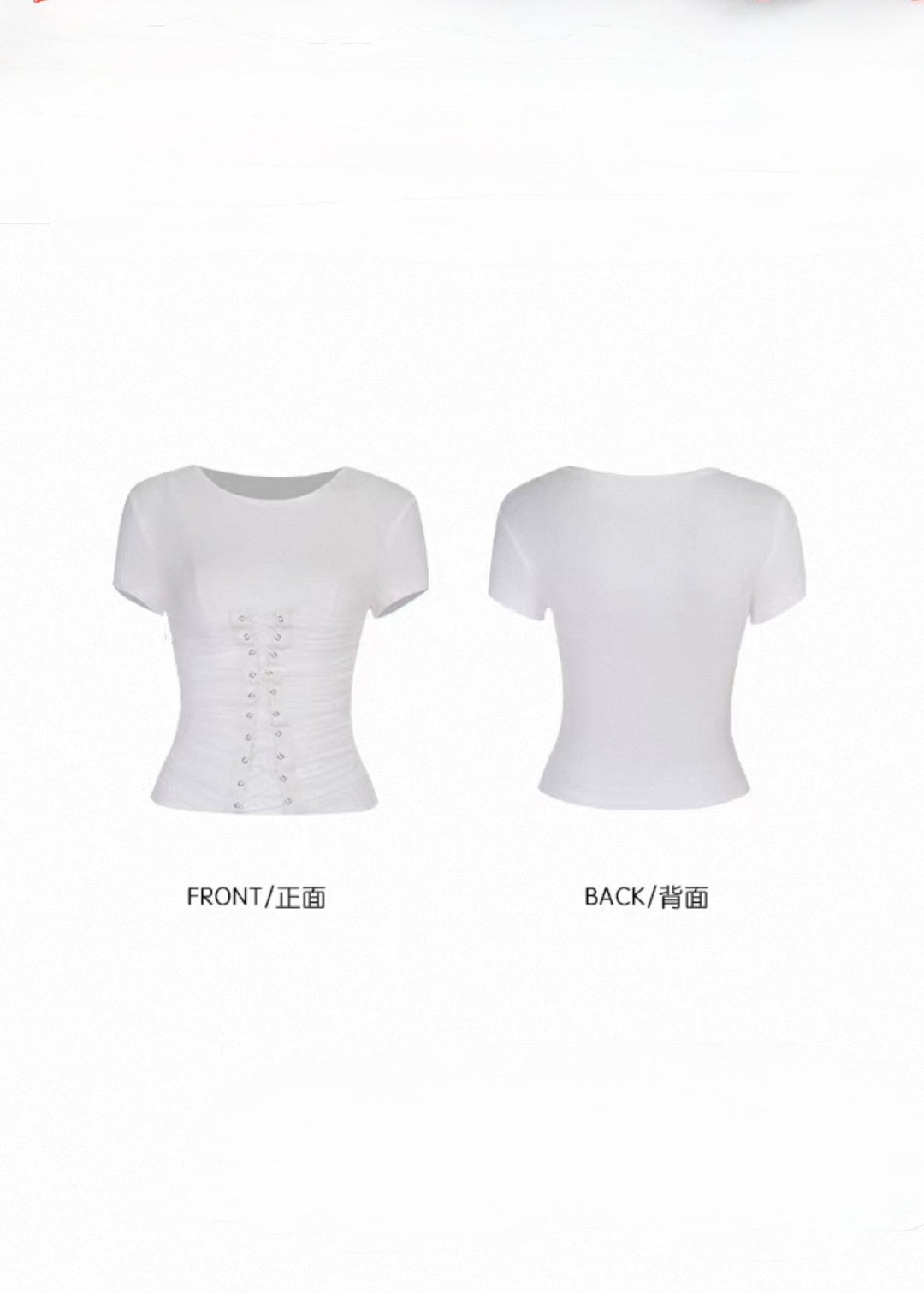DARK CORSET LACE-UP RUCHED TOP / LG1687