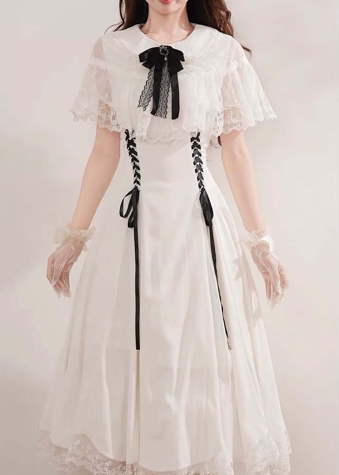 CLASSICAL LACE CAPE DRESS / LG1624