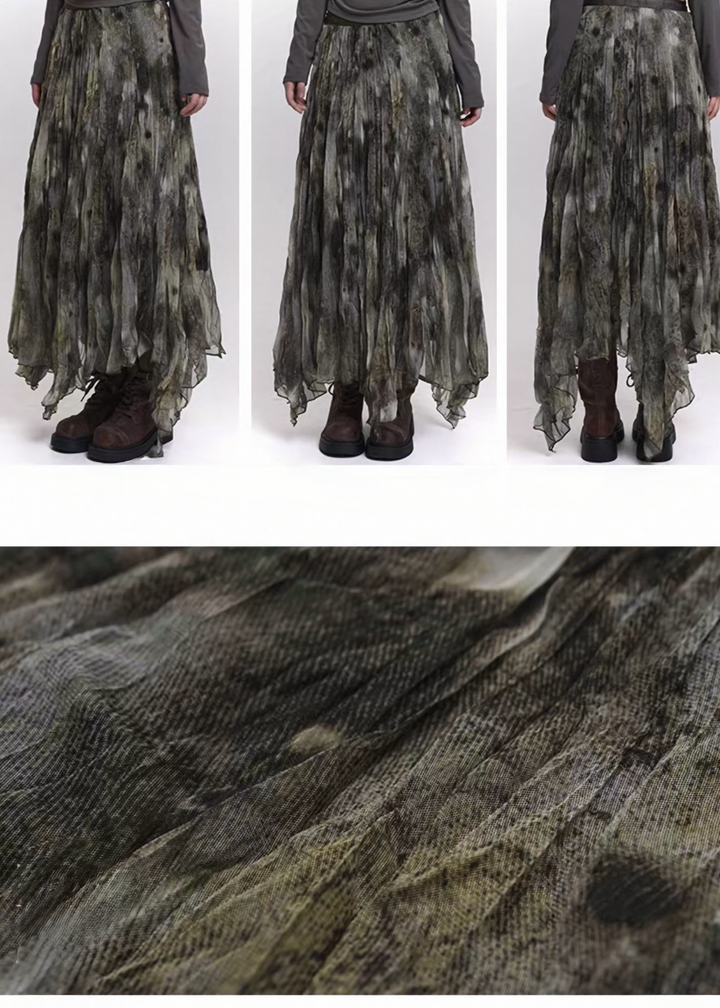 FADED TEXTURE SHEER MAXI SKIRT / LG1469