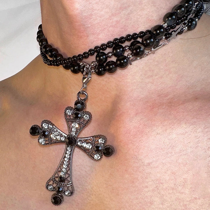 Gothic Cross Layered Necklace / a1125