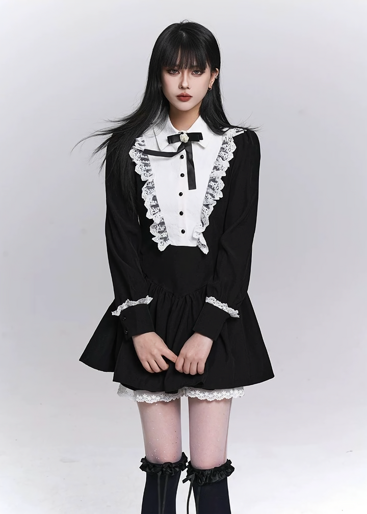 NOCTURNE LACE COLLAR TWO-PIECE SET / LG1503