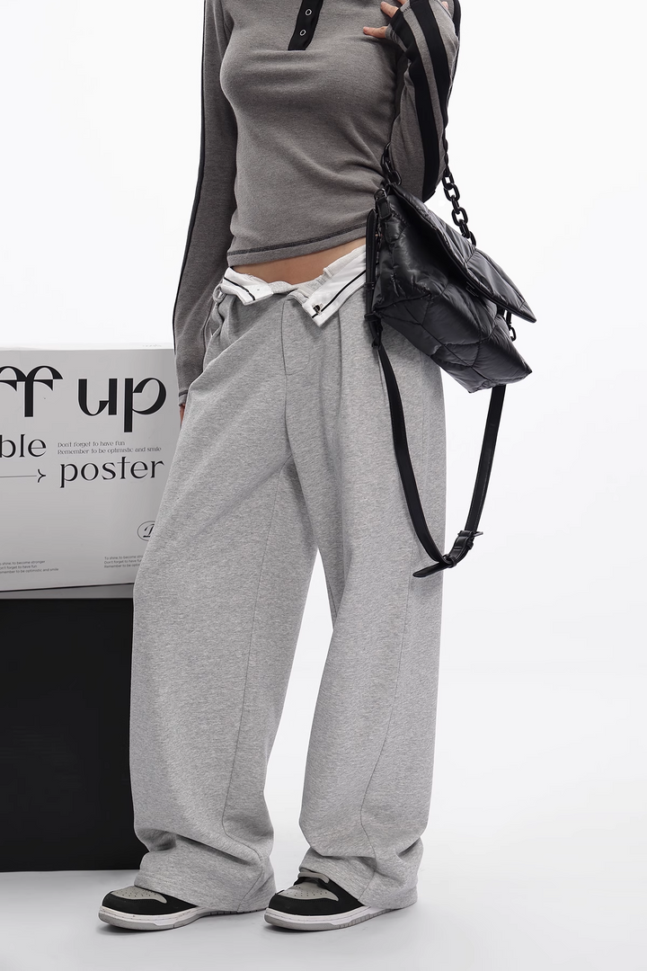 flip waist straight sweatpants/as1107