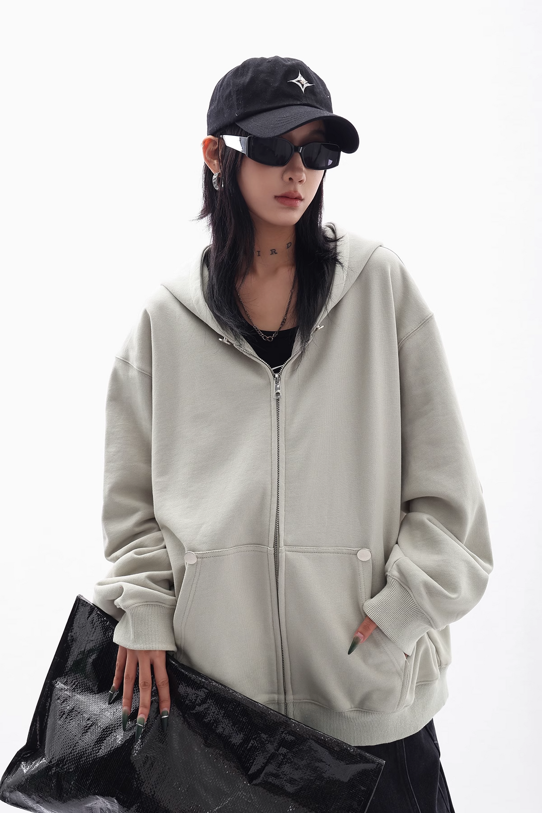 oversized full zip hoodie/as1116