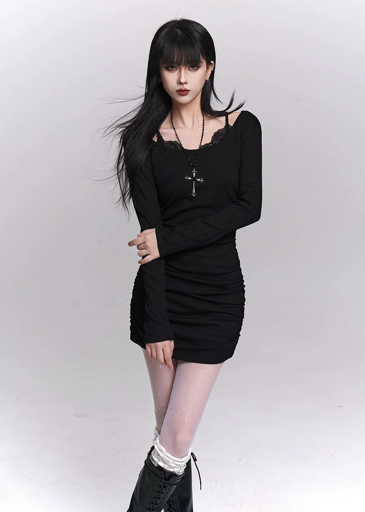 FAKE LAYERED BODYCON DRESS / LG1504