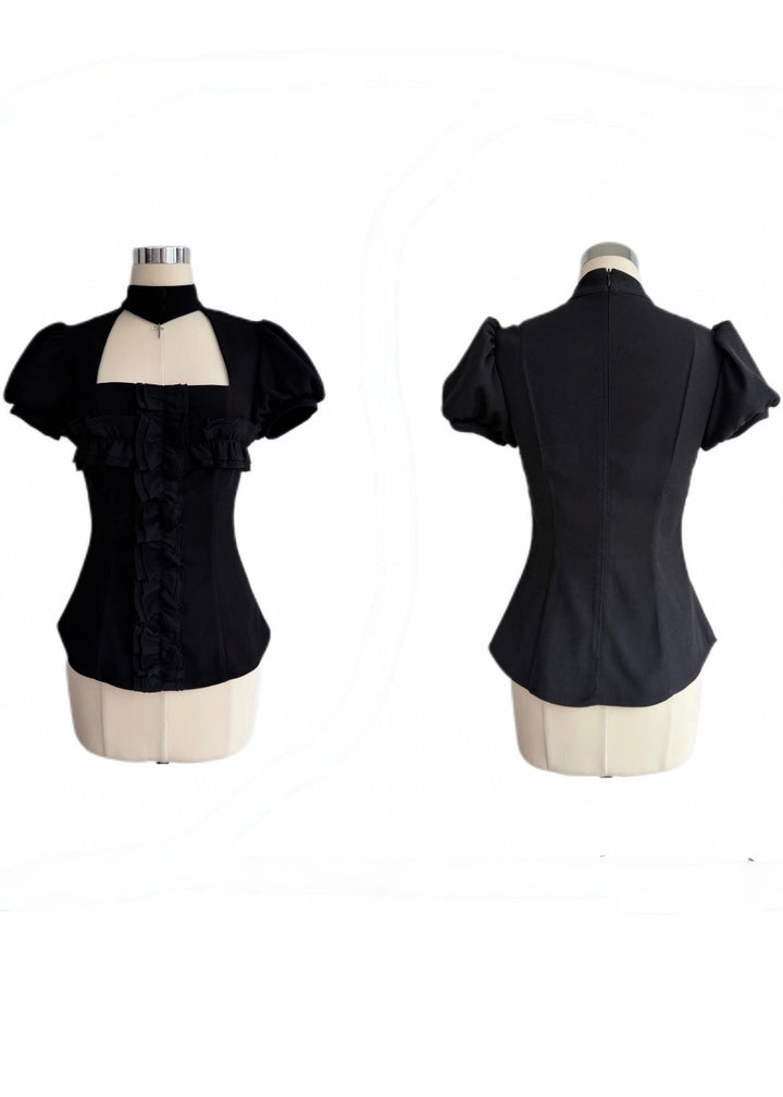 GOTHIC FRILL CROSS TOP SET / LG1626