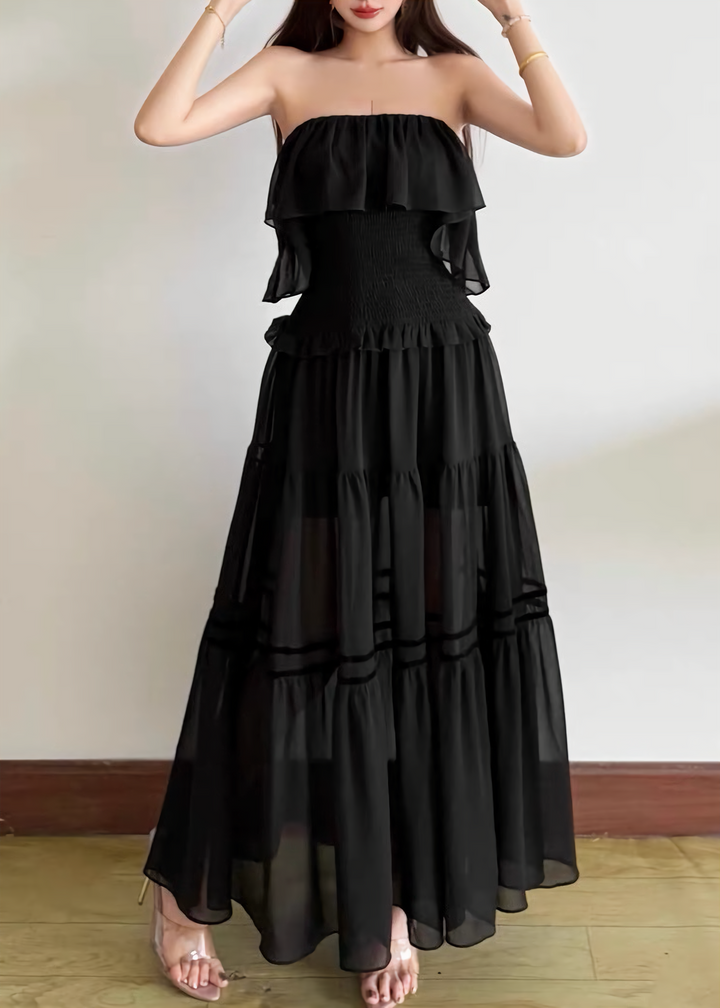 SHEER OFF SHOULDER LONG DRESS / LG1641