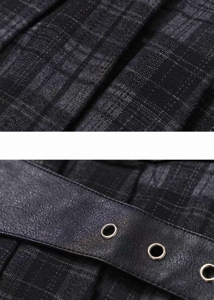 GHOSTLY CHECK RIBBON MINI DRESS / LG1490