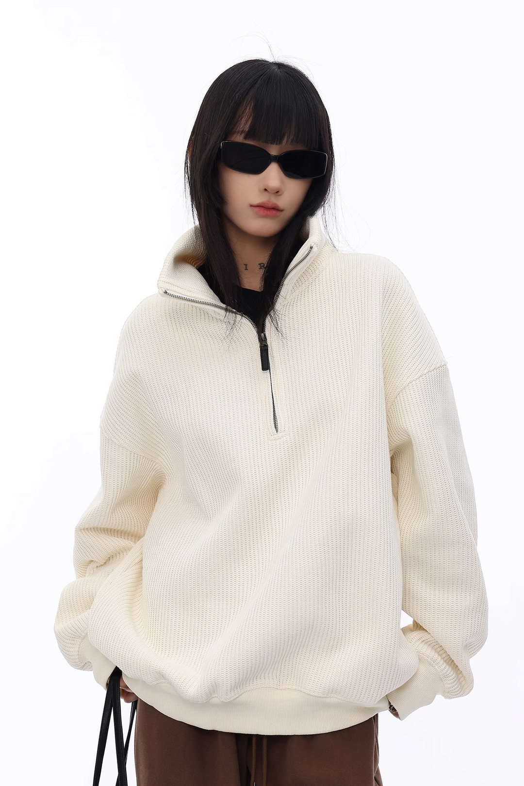 half-zip waffle knit / as1115