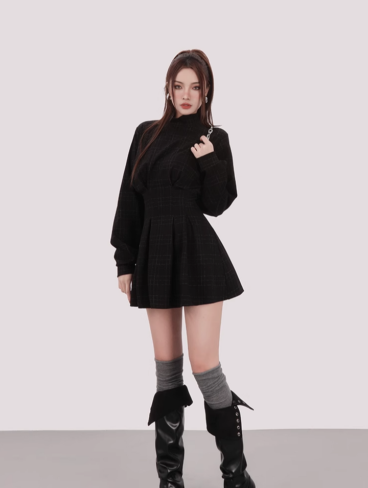 volume sleeve mini dress /mu1109