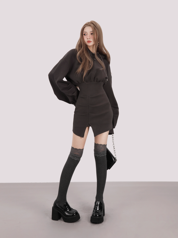 bear ear hoodie dress/mu1105