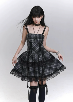 Classical Gothic Lace Mini Dress / LG1302