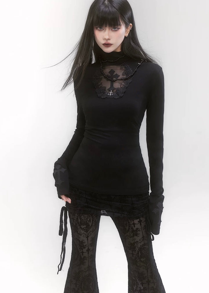 cross turtleneck slim fit &amp; cross gothic ballet skirt / LG1187