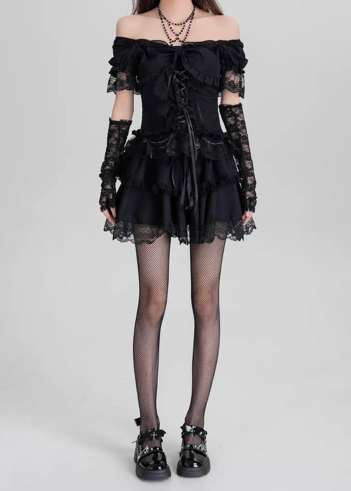GOTHIC FRILL LAYERED SKIRT / LG1569
