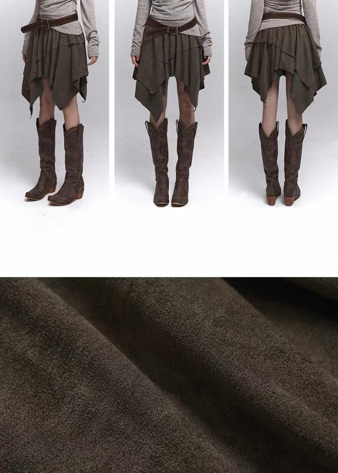 Suede A-Line Layered Skirt / lg1358