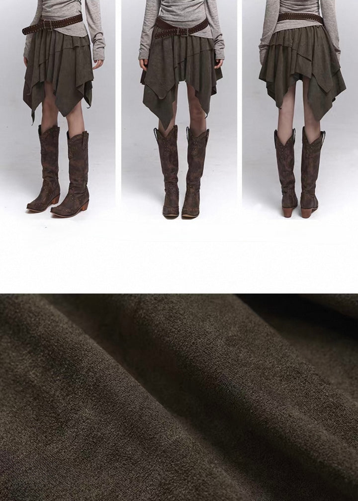Suede A-Line Layered Skirt / lg1358