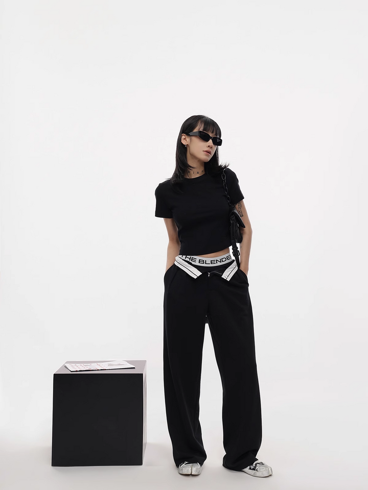 flip waist straight sweatpants/as1107