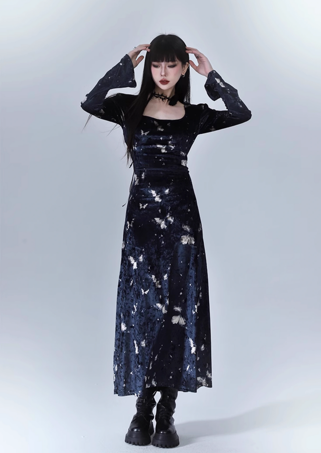 velvet butterfly starry night dress/lg1126