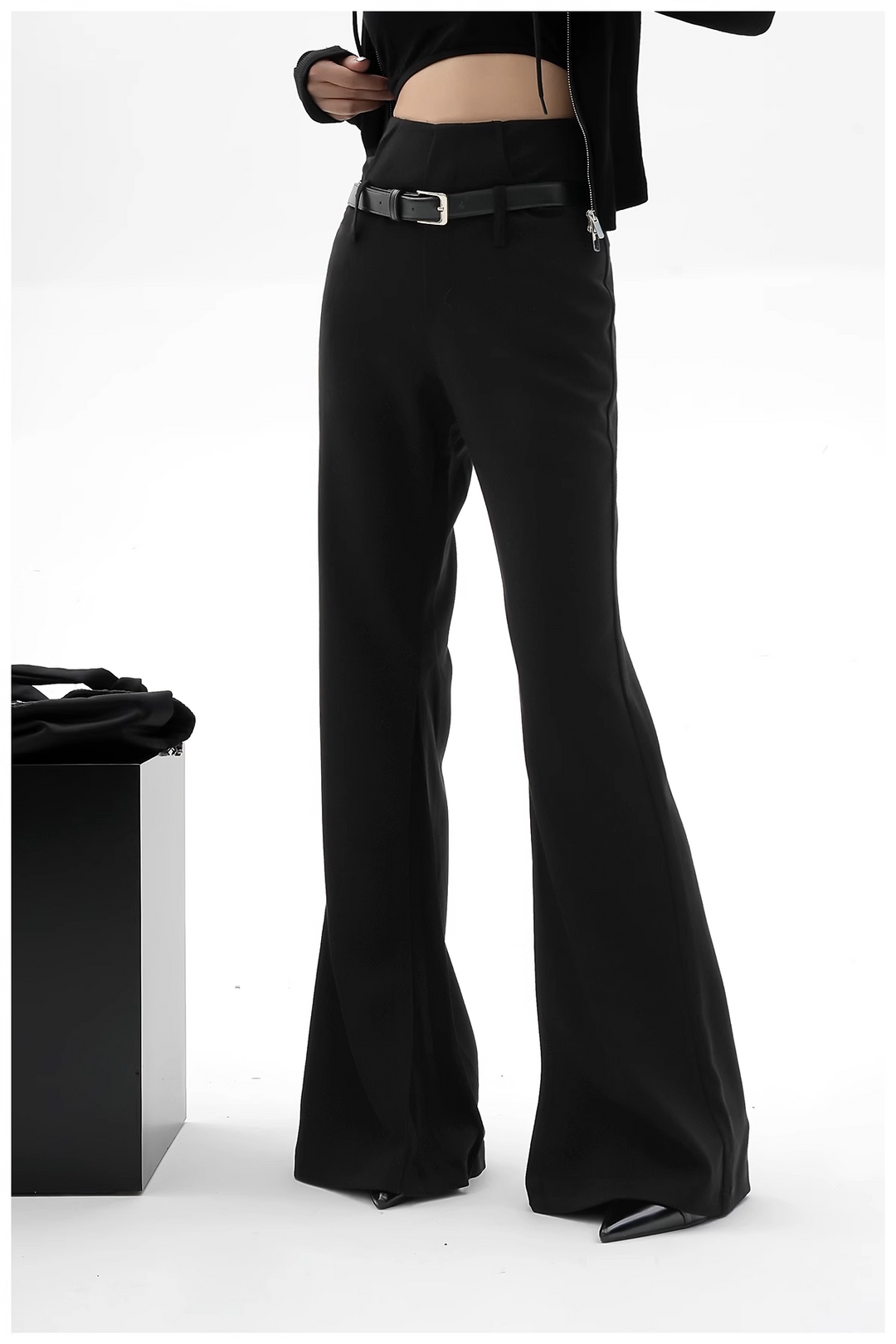 black flare long pants/sr1110