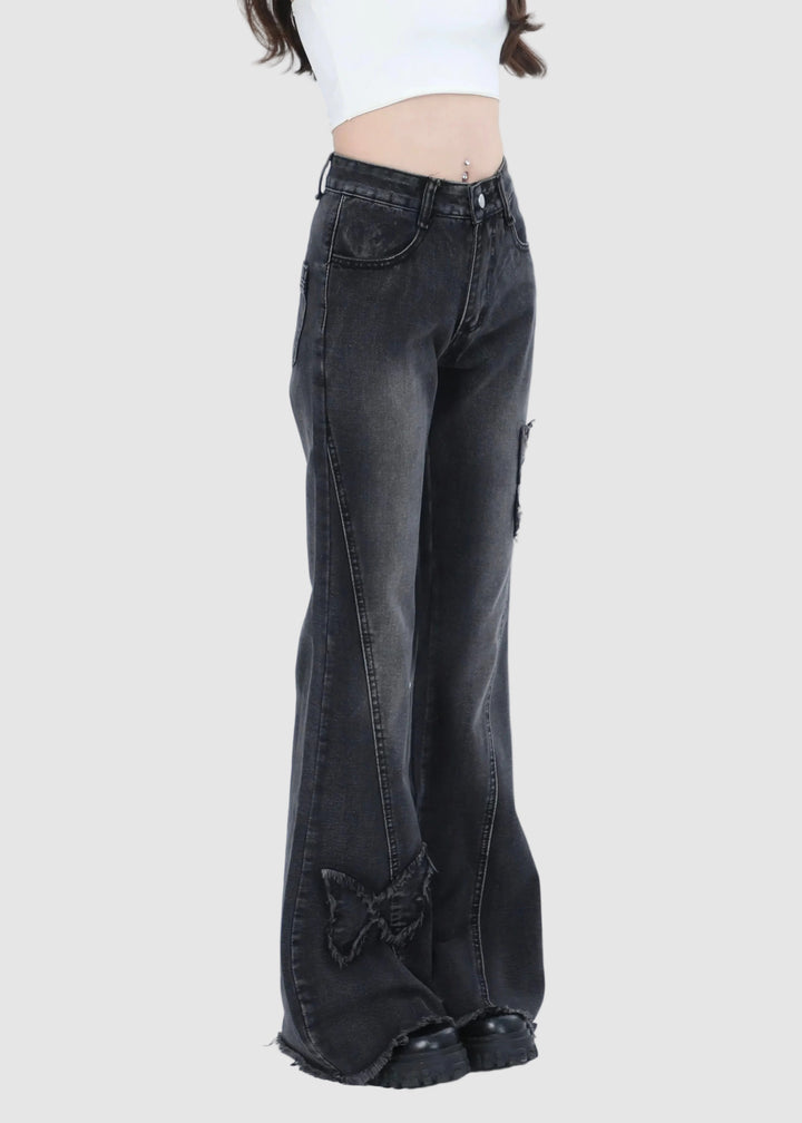 BUTTERFLY DAMAGE FLARE DENIM / LG1590