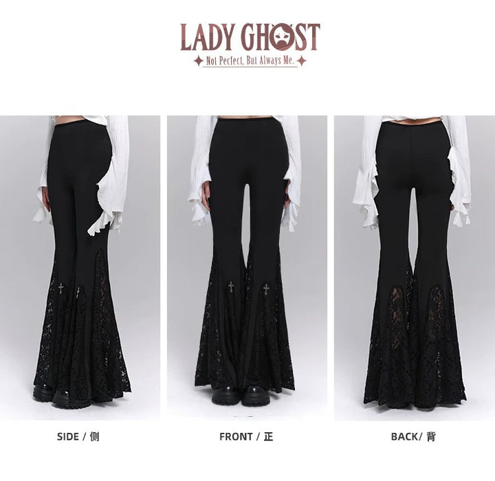 【당일 배송】black cross flare pants / LG1202