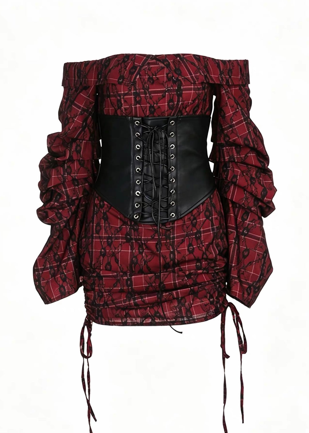 GOTHIC CHECK LACE CORSET DRESS / LG1662