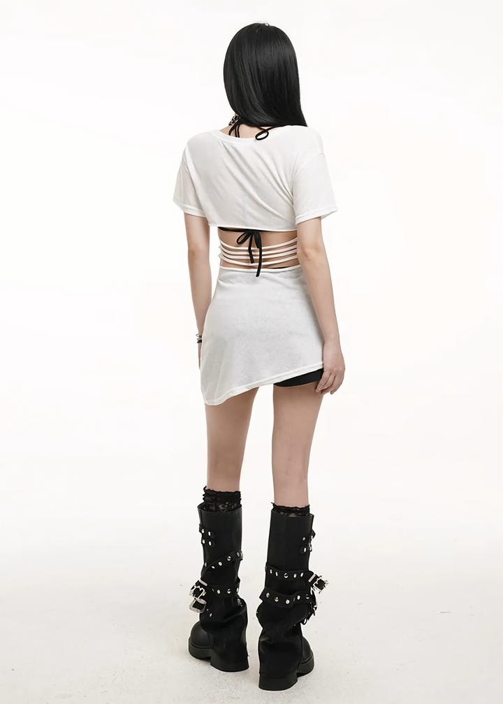 Back-open T-shirt 미니 dress/lg1257 
