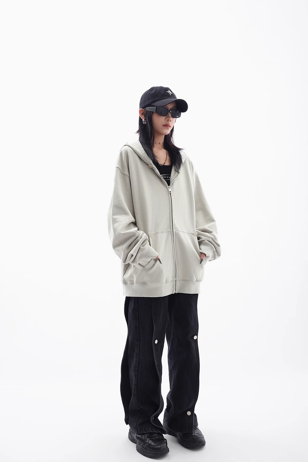 oversized full zip hoodie/as1116