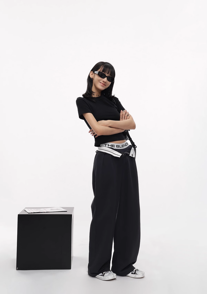 flip waist straight sweatpants/as1107