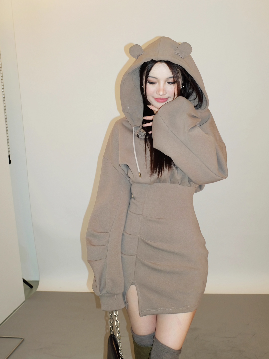 bear ear hoodie dress/mu1105