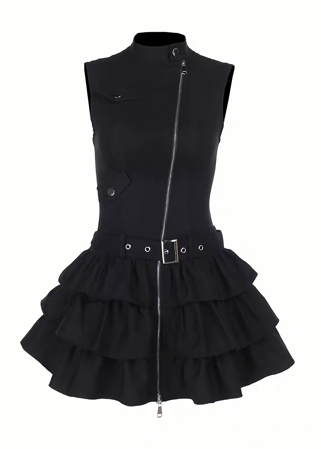 DARK ZIP TIERED MINI ONEPIECE / LG1675