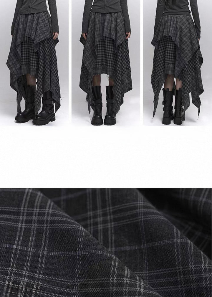 Layered Check Gothic Skirt / lg1351