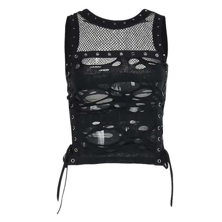 lace up crock top / LG1171 &amp;amp; gothic black hole short skirt / LG1172 