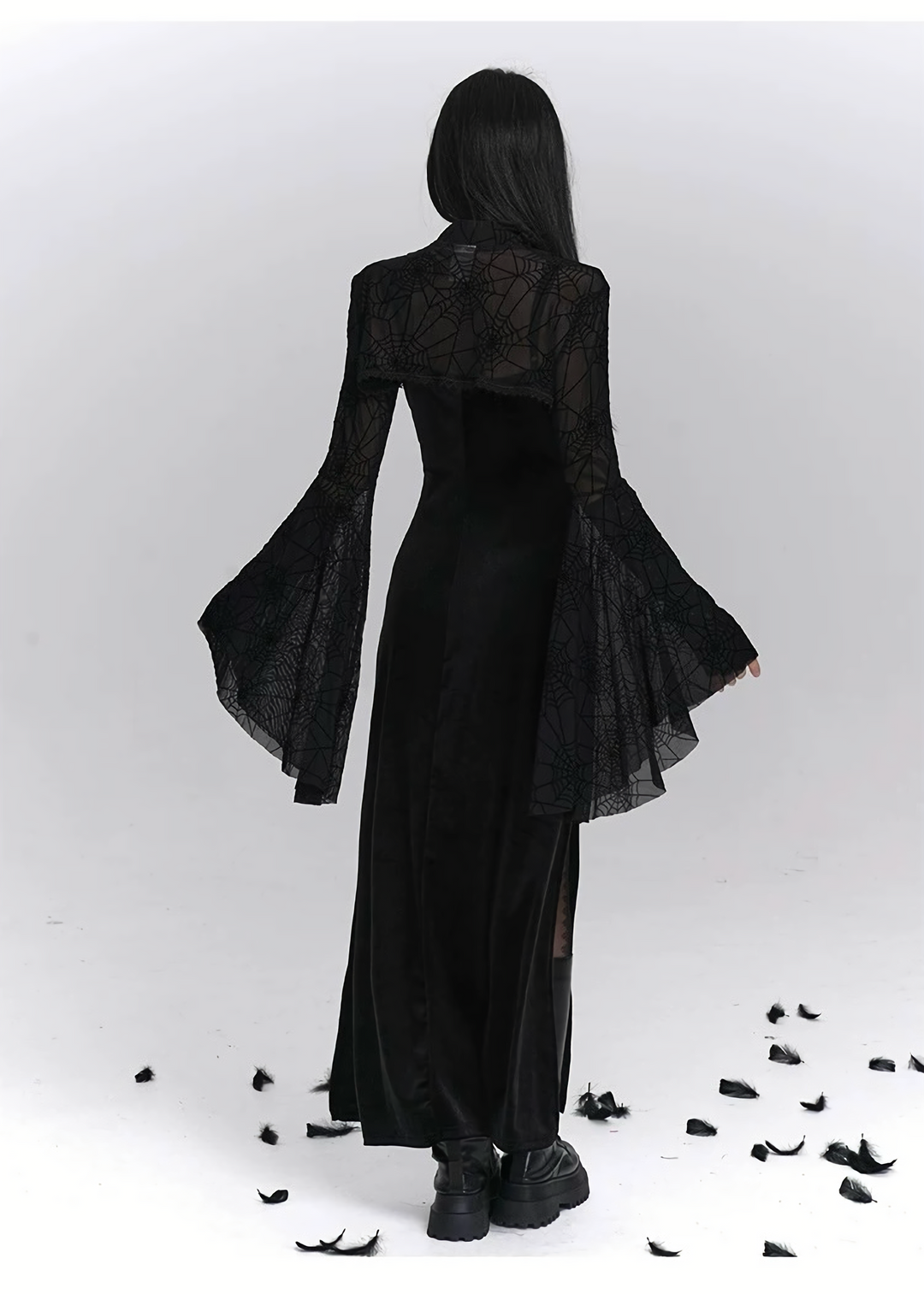 Crimson Web Lace-up Gothic Dress  & Cardigan  / LG1410