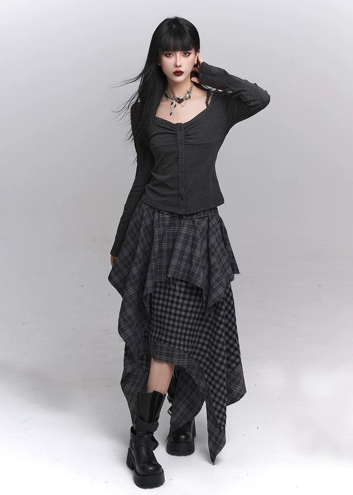Gothic Ruched Button Top / lg1352