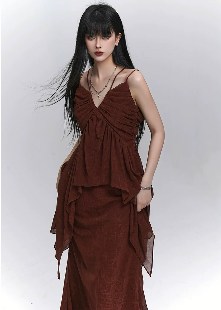 Draped Chiffon Setup(tops &amp;amp; skirt) / lg1314 