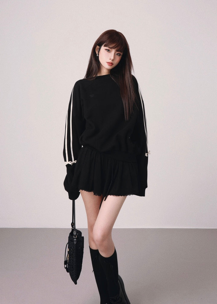 line ribbon sweatshirt / mu1120