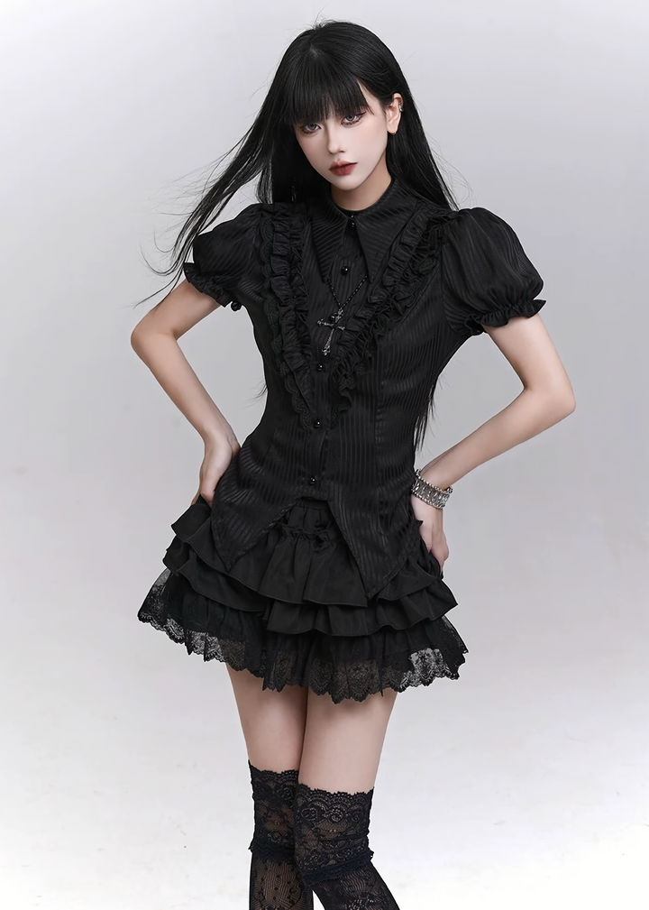REQUIEM RUFFLE PUFF SLEEVE SHIRT / LG1308