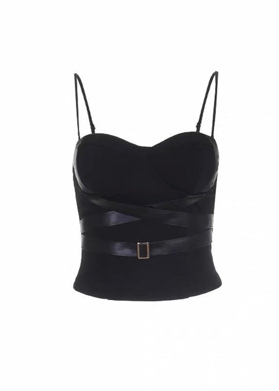 DARK LEATHER PLEATED SET / LG1650