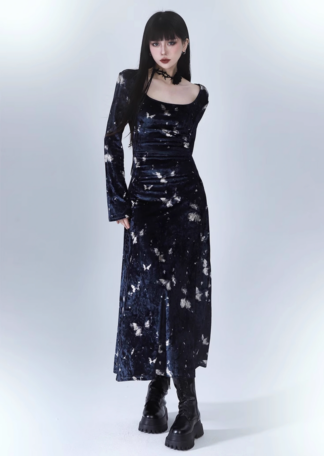 velvet butterfly starry night dress/lg1126