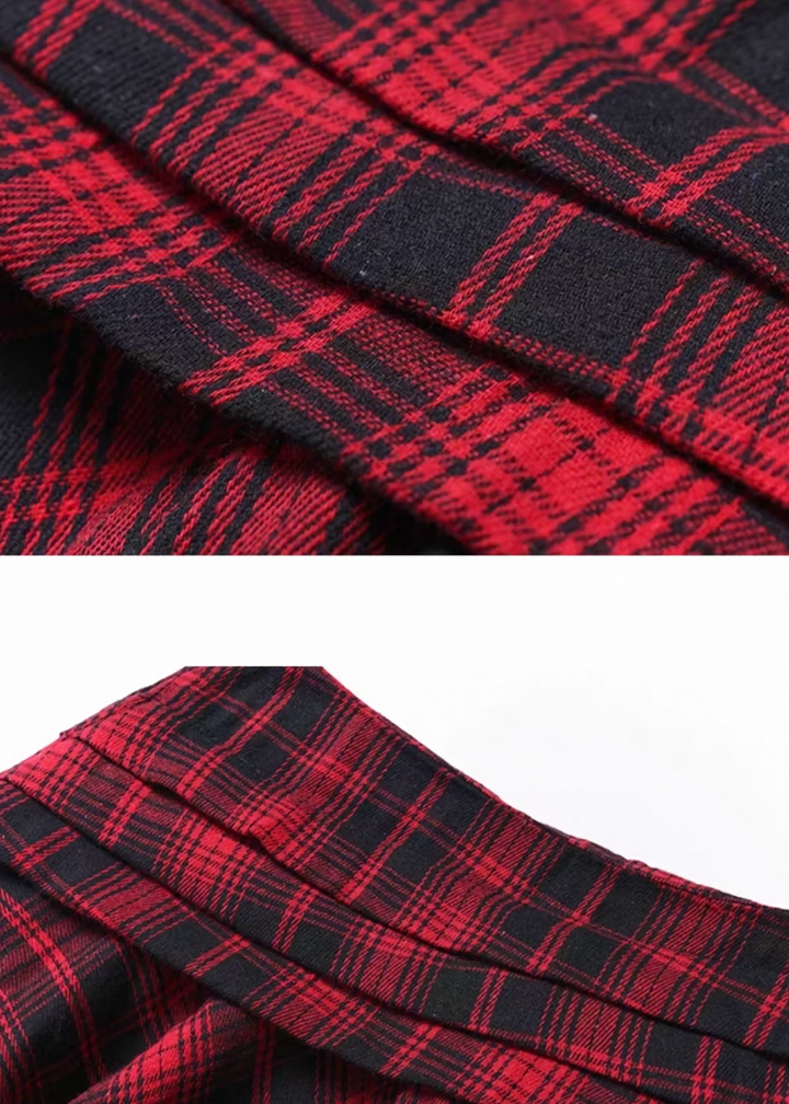Asymmetric Check Layered Skirt / LG1515
