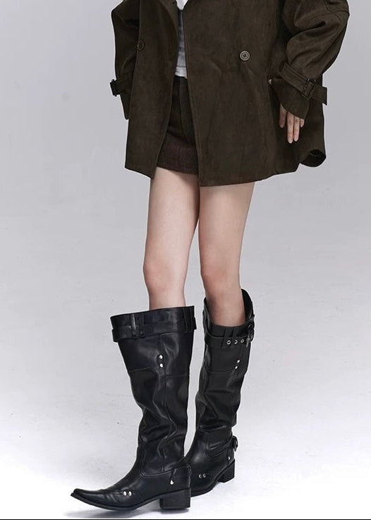 BUCKLE LONG RIDING BOOTS / V1158