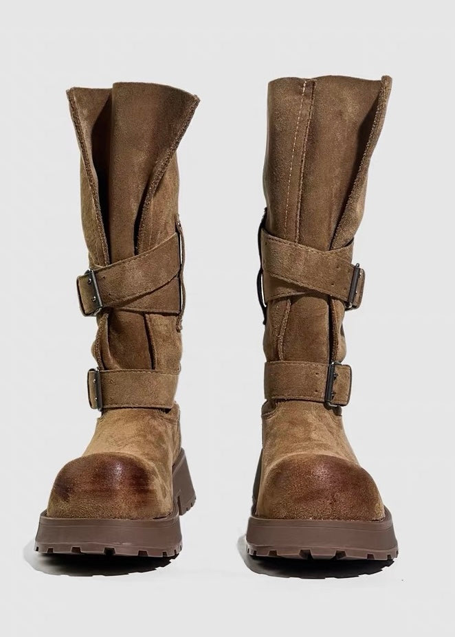 DARK Double Buckle Platform Boots / V1183