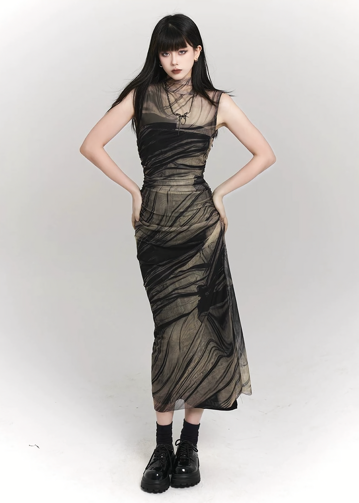 SMOKE DRAPE GOTHIC DRESS / LG1108