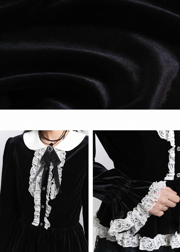 VELVET LACE COLLAR BLOUSE / LG1495