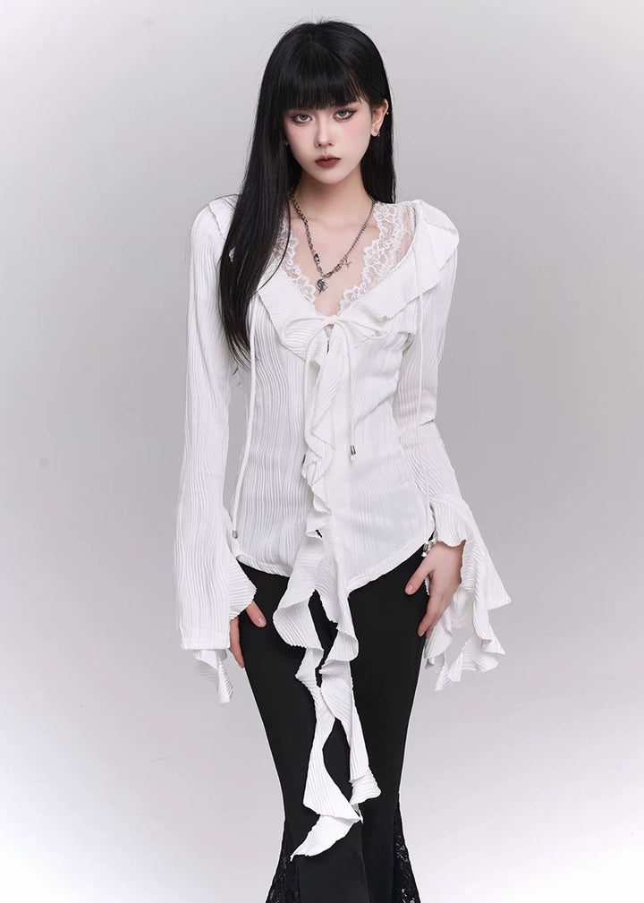 long sleeve ruffle shirt / LG1208_e4r