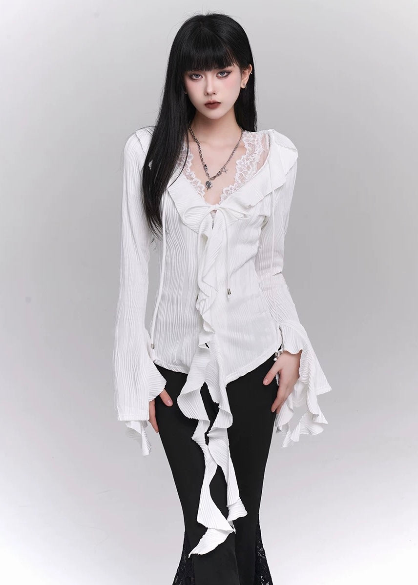 【即日配送】long sleeve ruffle shirt / LG1208