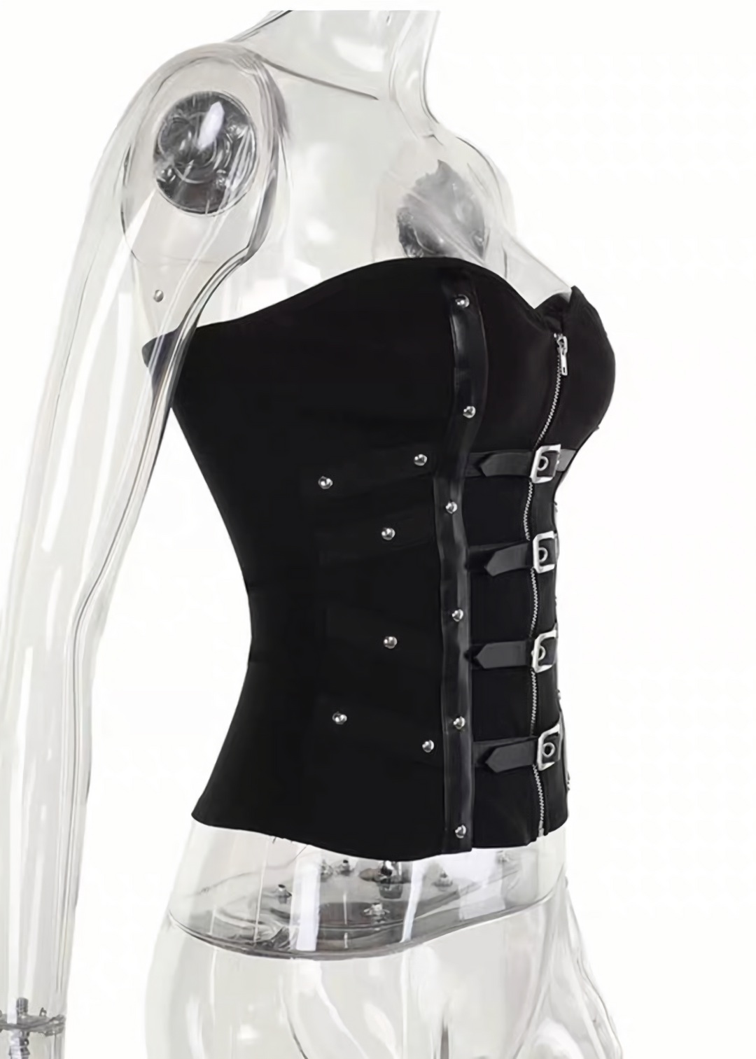 DARK BUCKLE BUSTIER TOP &amp; ASYMMETRIC LONG SKIRT / LG1667