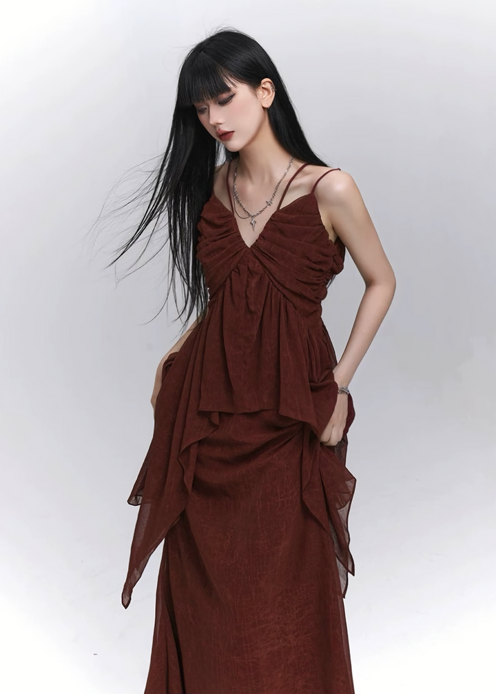 Draped Chiffon Setup(tops &amp;amp; skirt) / lg1314 