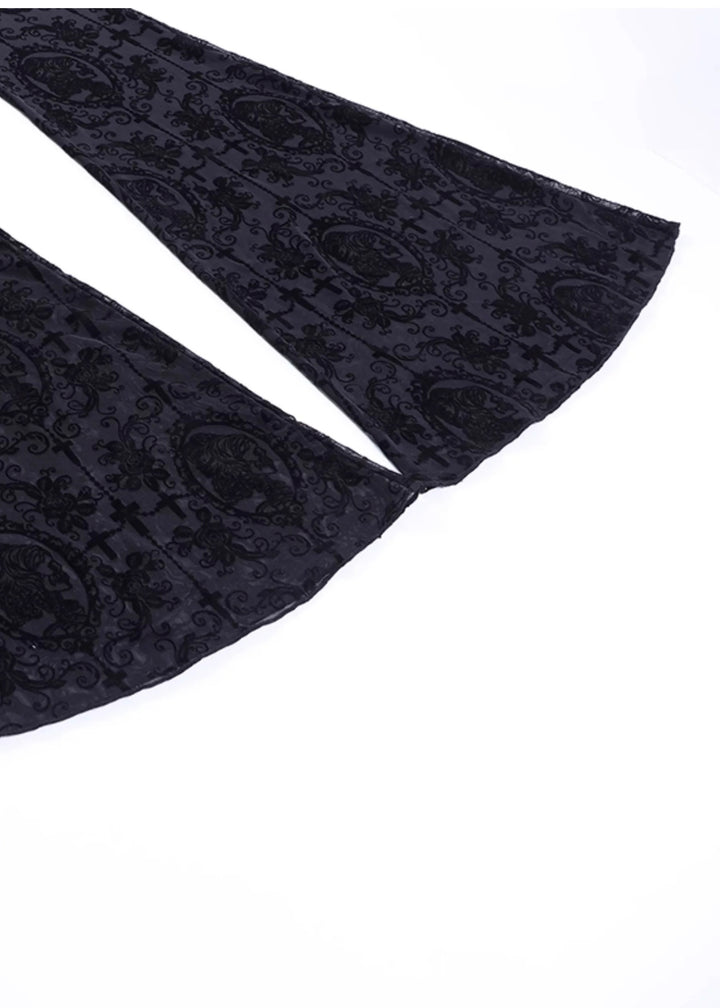LACE FLARE SEE-THROUGH PANTS / LG1188_e4r