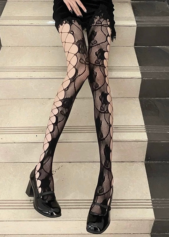 Side Cross Rose Stockings / Y1101_e4r